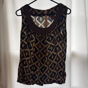Tory Burch Brown and Yellow Geometric Blouse